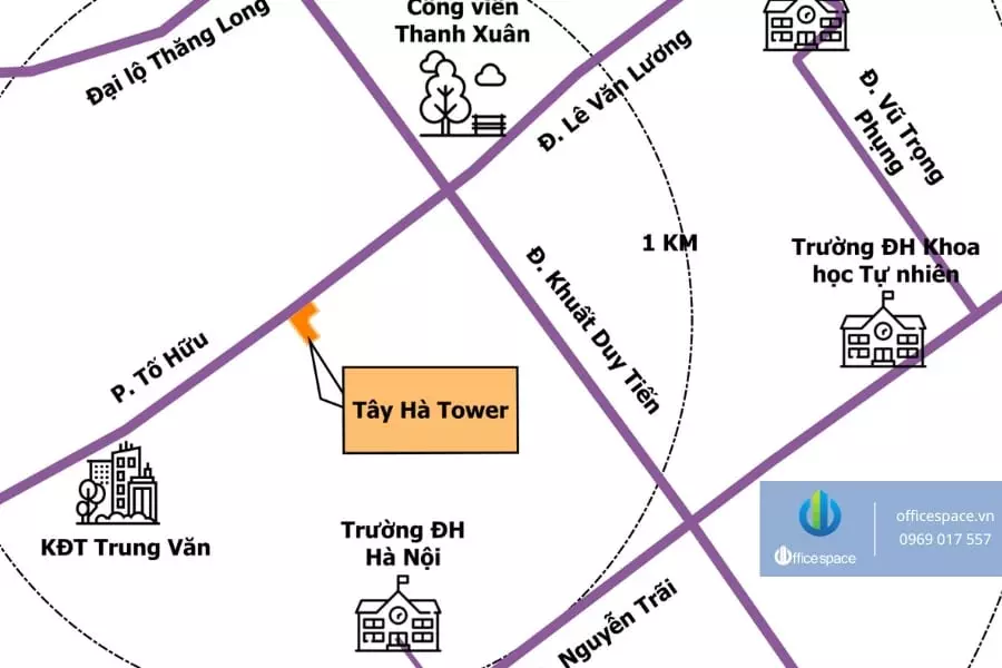 Vị trí tòa nhà Tây Hà Tower