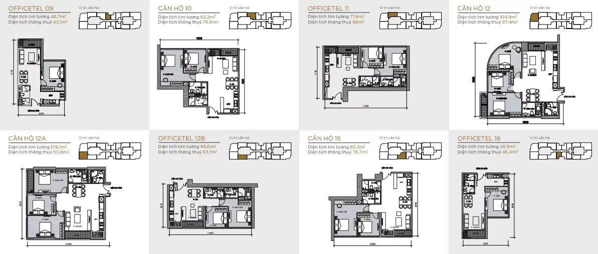 Mặt bằng căn hộ tầng 23 tòa Aqua 1 Vinhomes Golden River