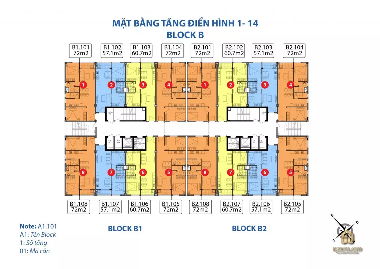 Mặt bằng tầng điển hình dự án Starlight Riverside Block B