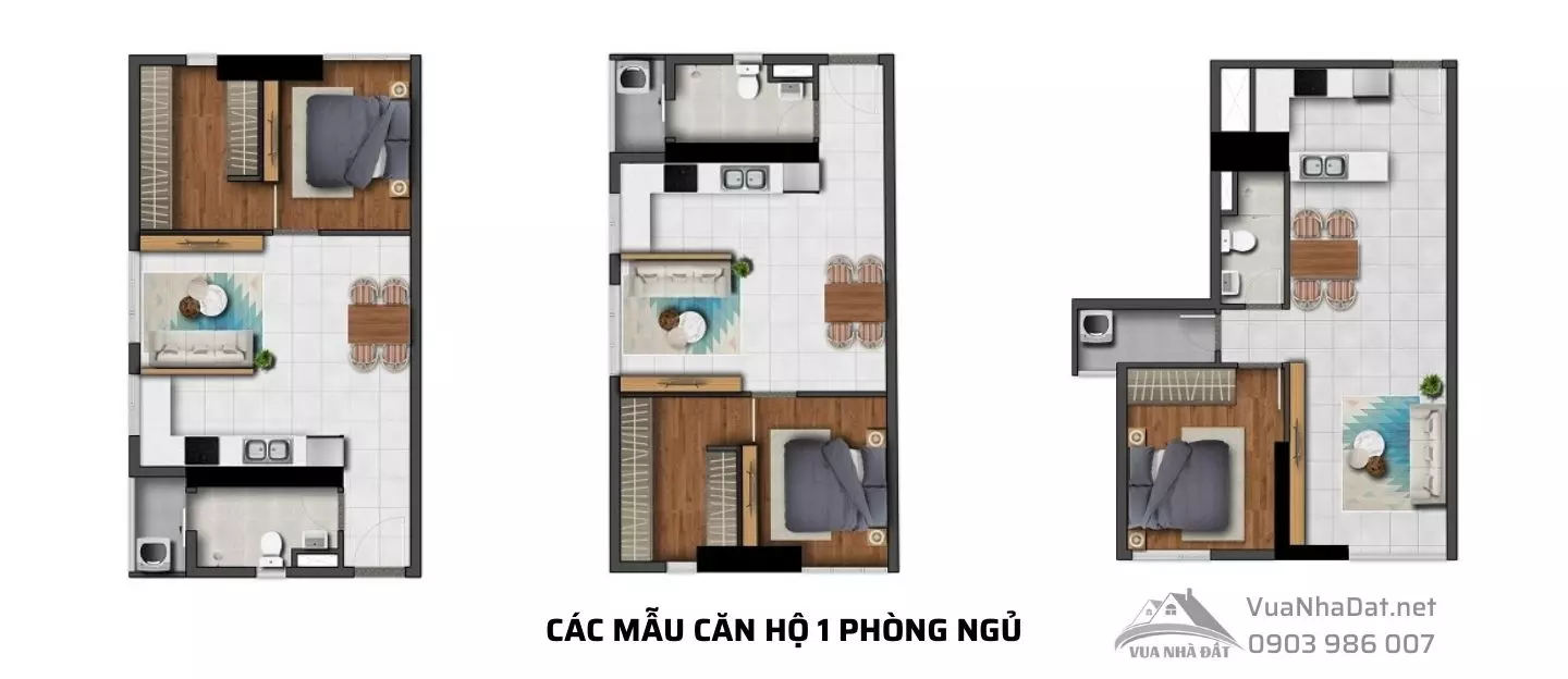 Layout căn 1 phòng ngủ - Chung cư Calla Garden