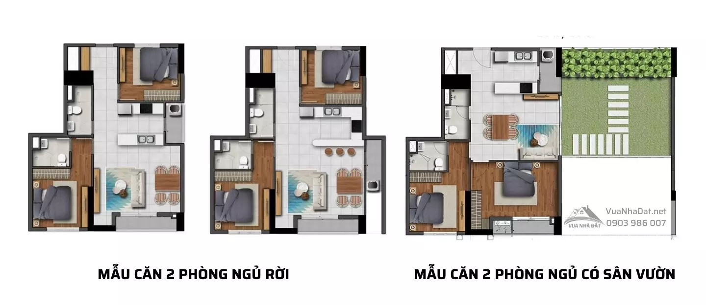 Layout căn 2 phòng ngủ - Chung cư Calla Garden