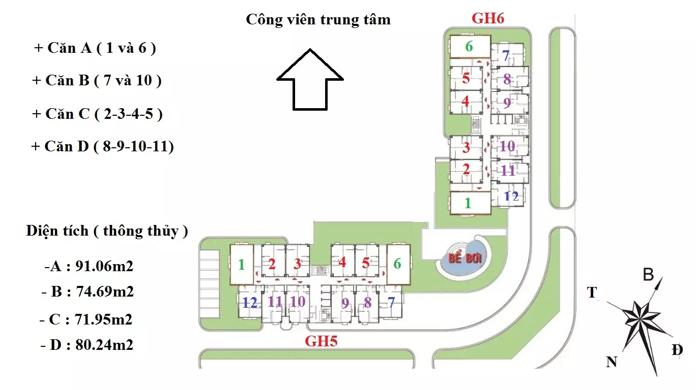 Mặt bằng dự án Green House Việt Hưng