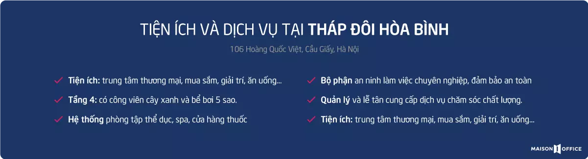 tiện ích và dịch vụ tại Tháp Đôi Hòa Bình