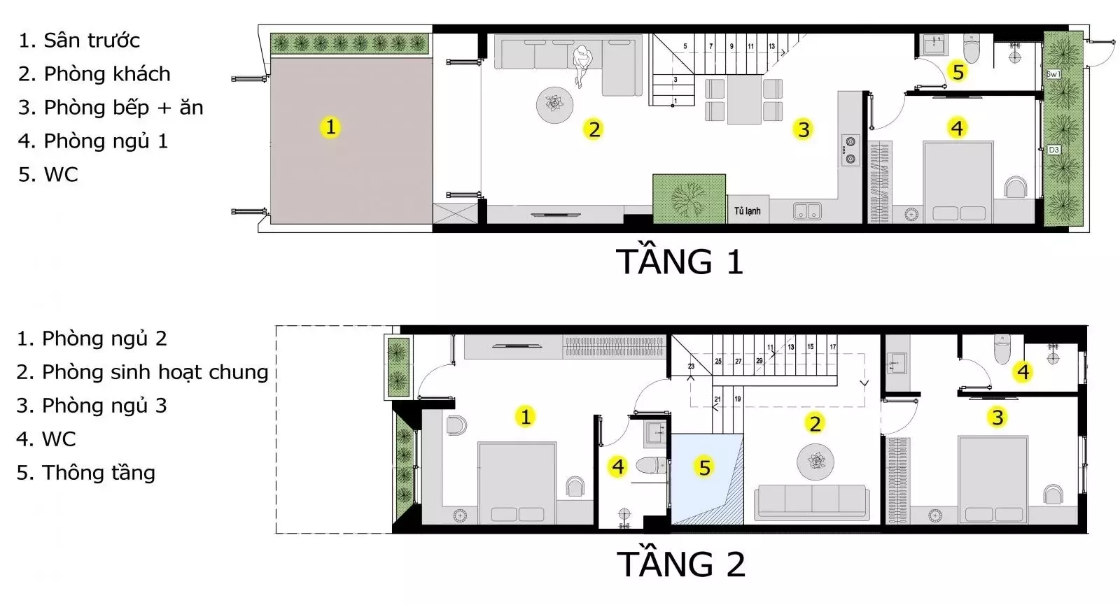 Mặt bằng công năng nhà vườn đẹp 2 tầng mái nhật