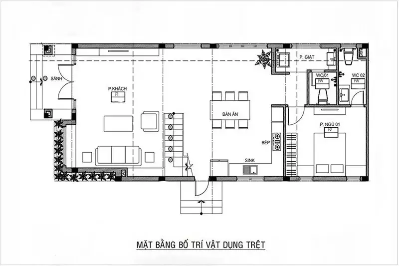 Bản vẽ mặt bằng công năng tầng 1