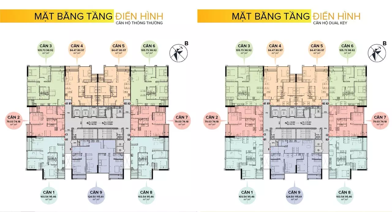 Mặt bằng chung cư The Sun Mễ Trì.