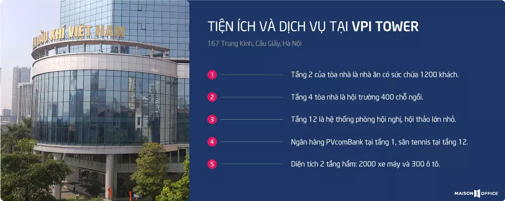 tiện ích và dịch vụ tại VPI Tower