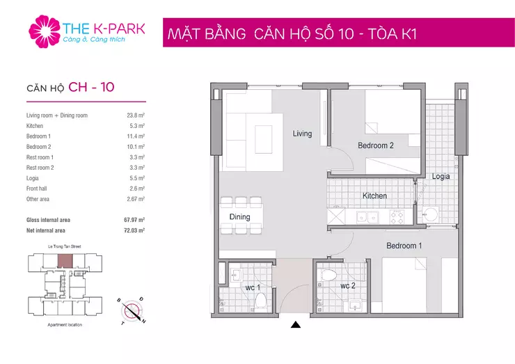 Thiết kế căn hộ 10 chung cư The K Park Văn Phú