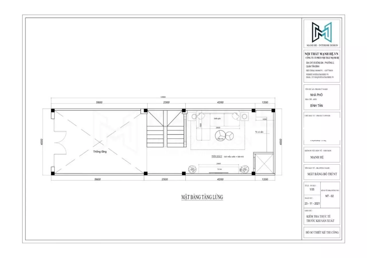 Nhà lô phố với bản vẽ mặt bằng nội thất chuẩn phong thủy