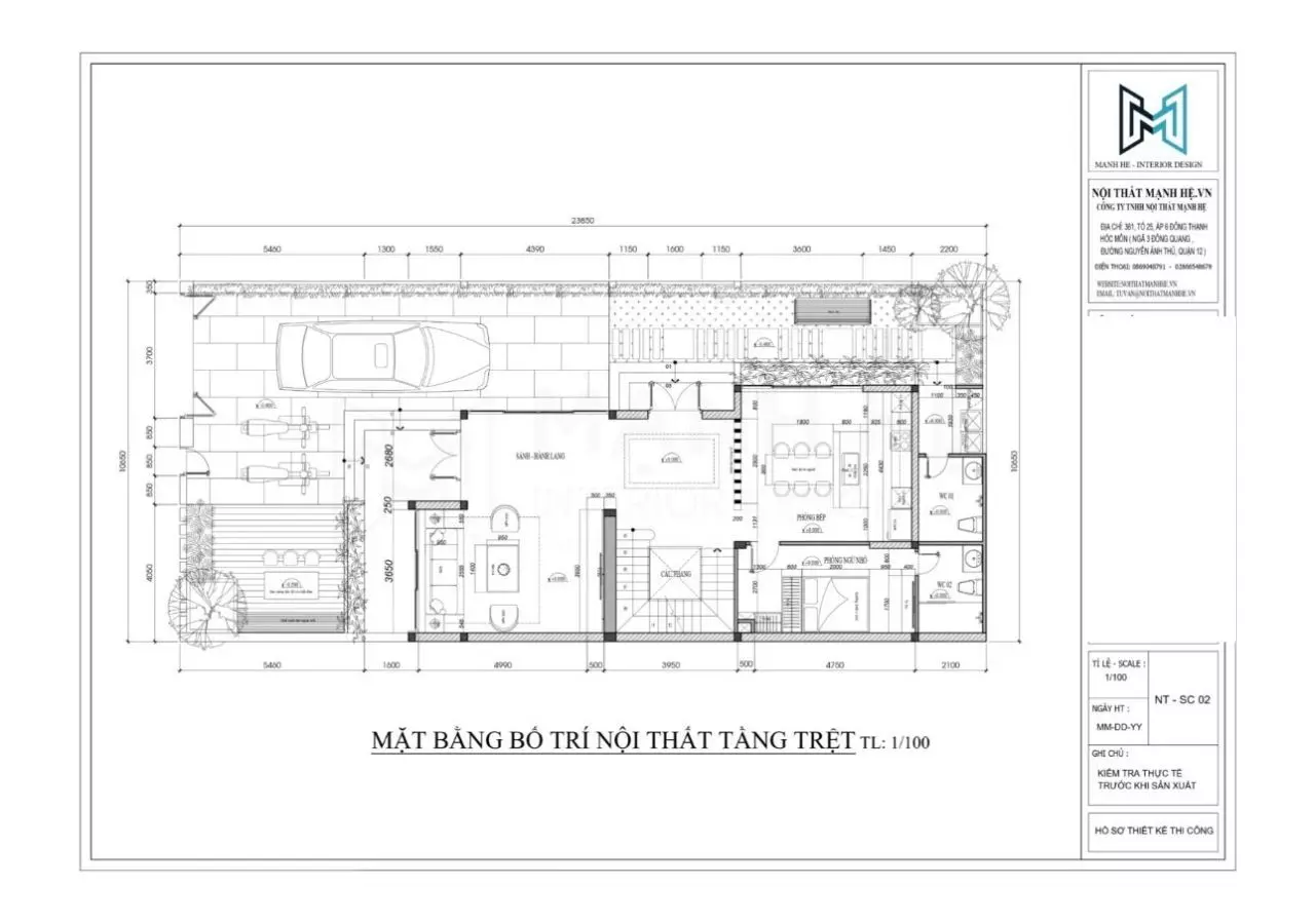 Thiết kế mặt bằng nội thất tầng 2 nhà phố