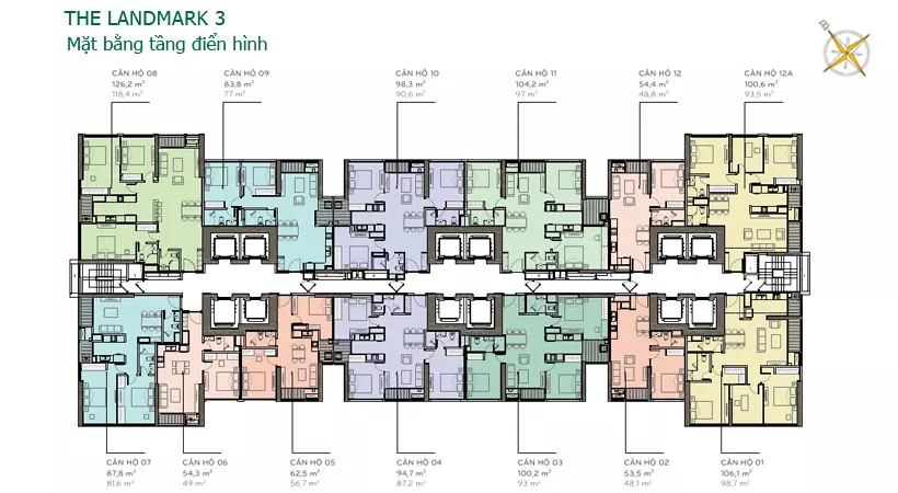 Diện tích các căn hộ Landmark 3 Vinhomes Central Park