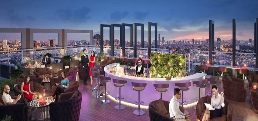 Sky bar trên mái chung cư 83 Hào Nam