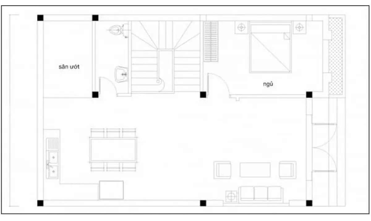 thiết kế nhà rộng 6m dài 9m 2 tầng lầu