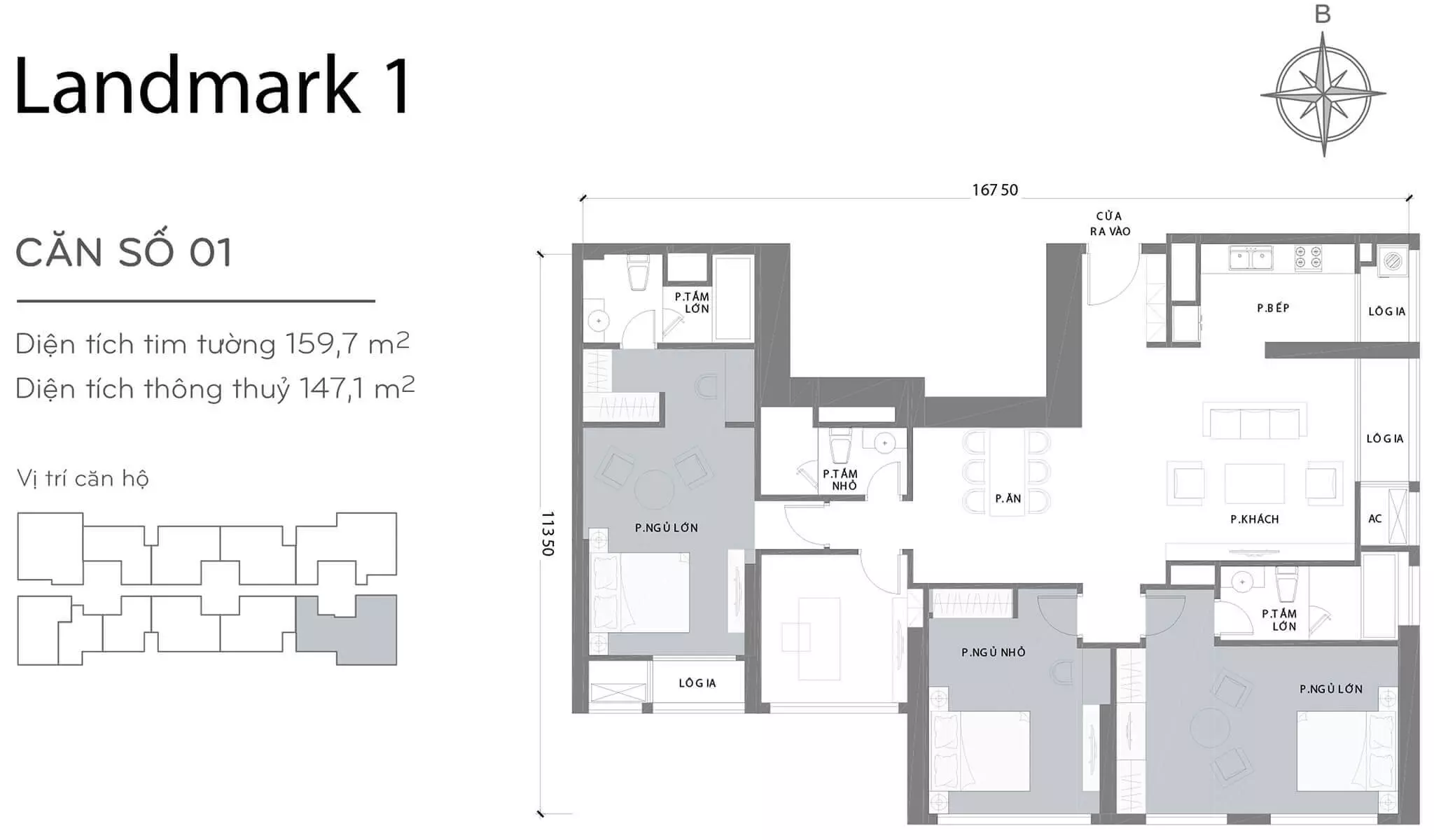 Layout căn hộ số 4 Landmark 1 L1-04