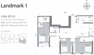 Layout căn hộ số 5 Landmark 1 L1-05