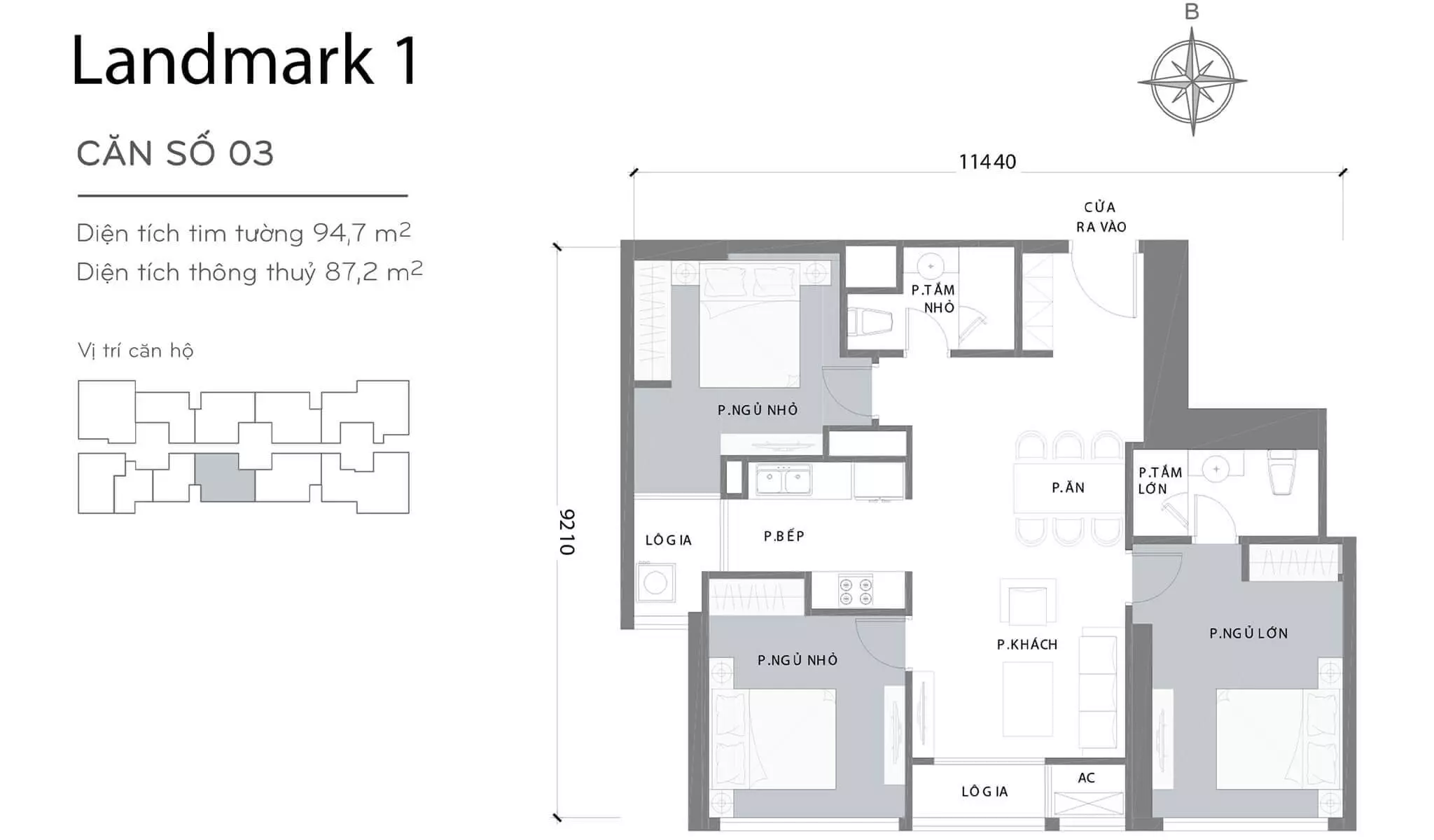 Layout căn hộ số 8 Landmark 1 L1-08