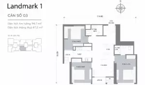 Layout căn hộ số 9 Landmark 1 L1-09