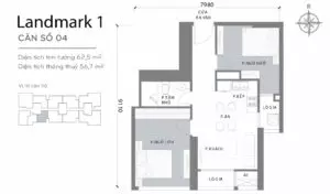 Layout căn hộ số 11 Landmark 1 L1-11