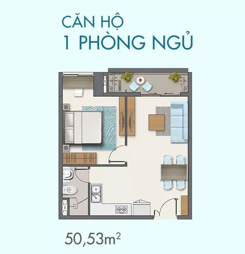 Thiết kế căn hộ Q7 Boulevard 1 phòng ngủ