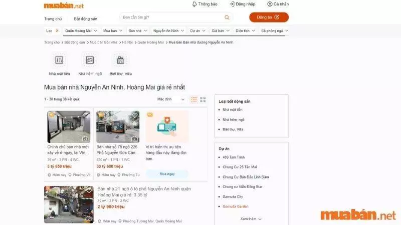 Thông tin mua bán nhà phố Nguyễn An Ninh tại Muaban.net