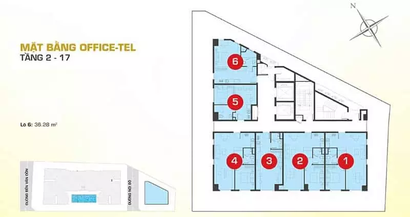 Mặt bằng Officetel Tresor