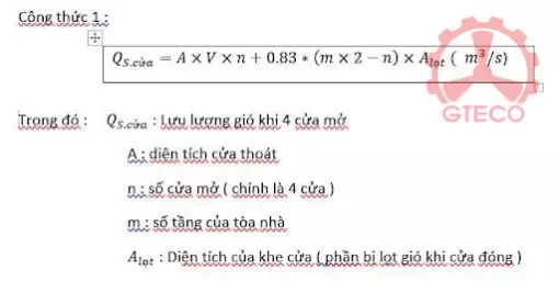 Công thức tính toán thiết kế hệ thống tăng áp cầu thang