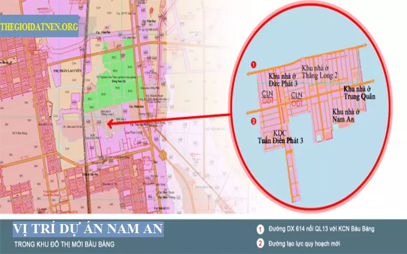 Nam An Bàu Bàng được bao quanh bởi các dự án hiện hữu