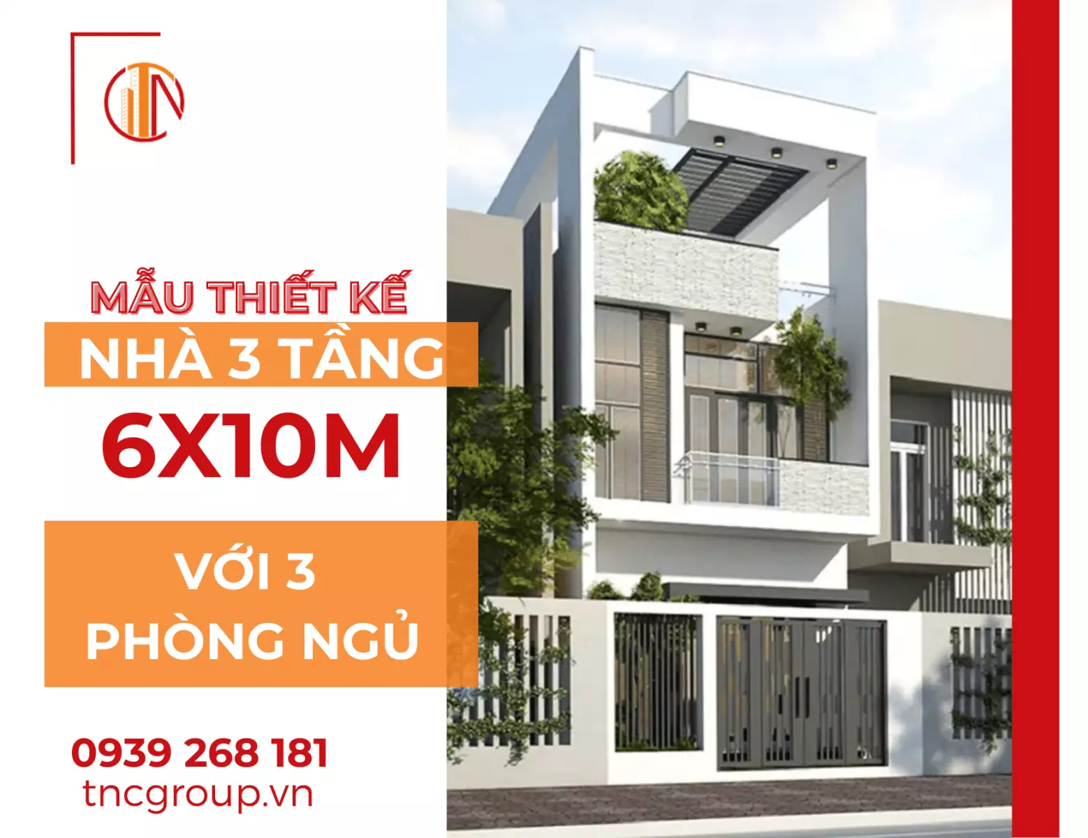 Mẫu Thiết Kế Nhà Phố 6x10m 3 Tầng Đẹp Với 3 Phòng Ngủ