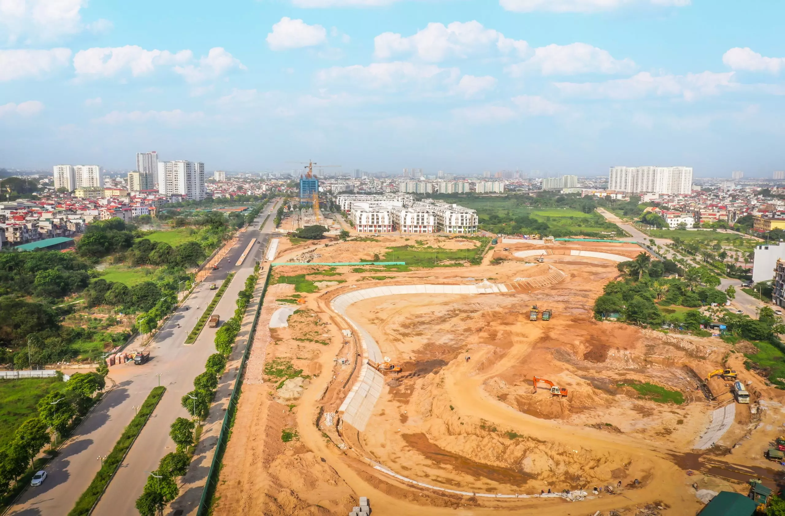 Tiến độ công trình công viên hồ điều hòa tại Khai Sơn City Long Biên