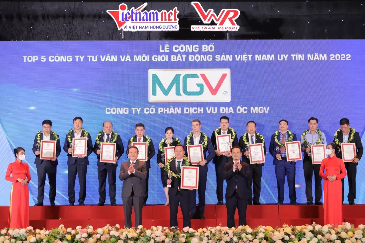 MGV được vinh danh Top 5 doanh nghiệp môi giới bất động sản uy tín