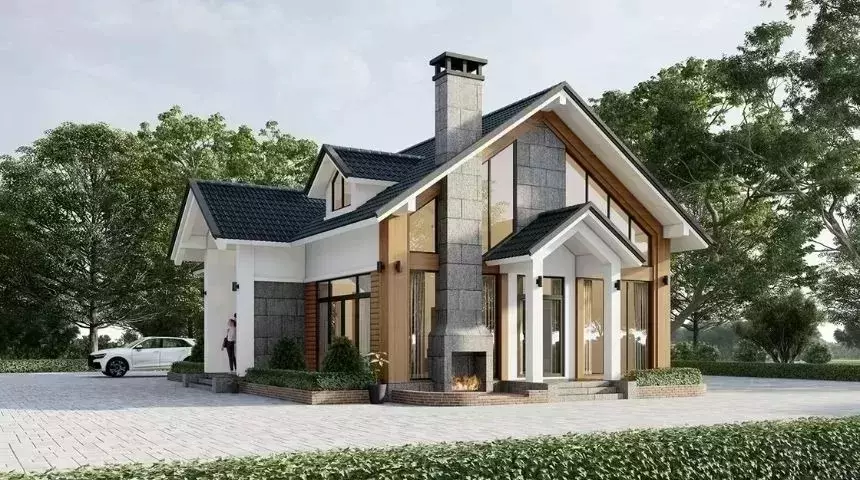 Thiết kế biệt thự vuông 1 tầng hiện đại 100m2