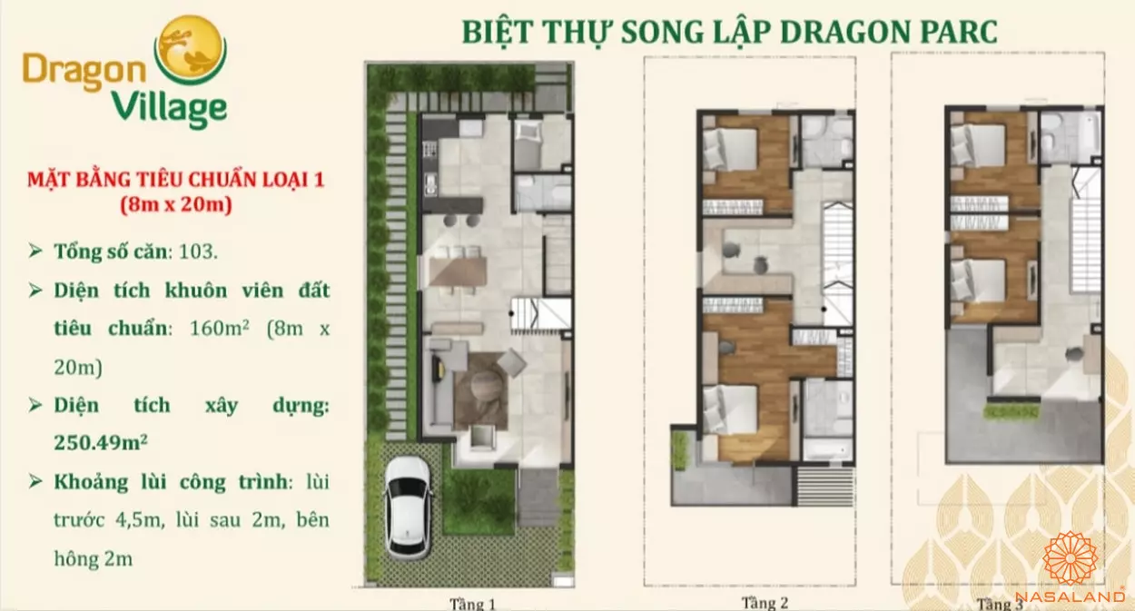 Thiết kế nhà phố Dragon Village - biệt thự song lập Dragon Parc