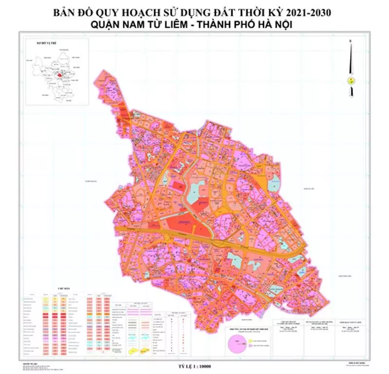 Bản đồ quy hoạch sử dụng đất quận Nam Từ Liêm