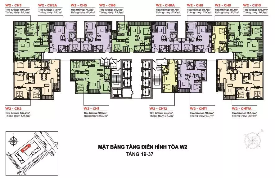 Mặt Bằng & Giá Bán Tòa W2 Vinhomes West Point (West 2)