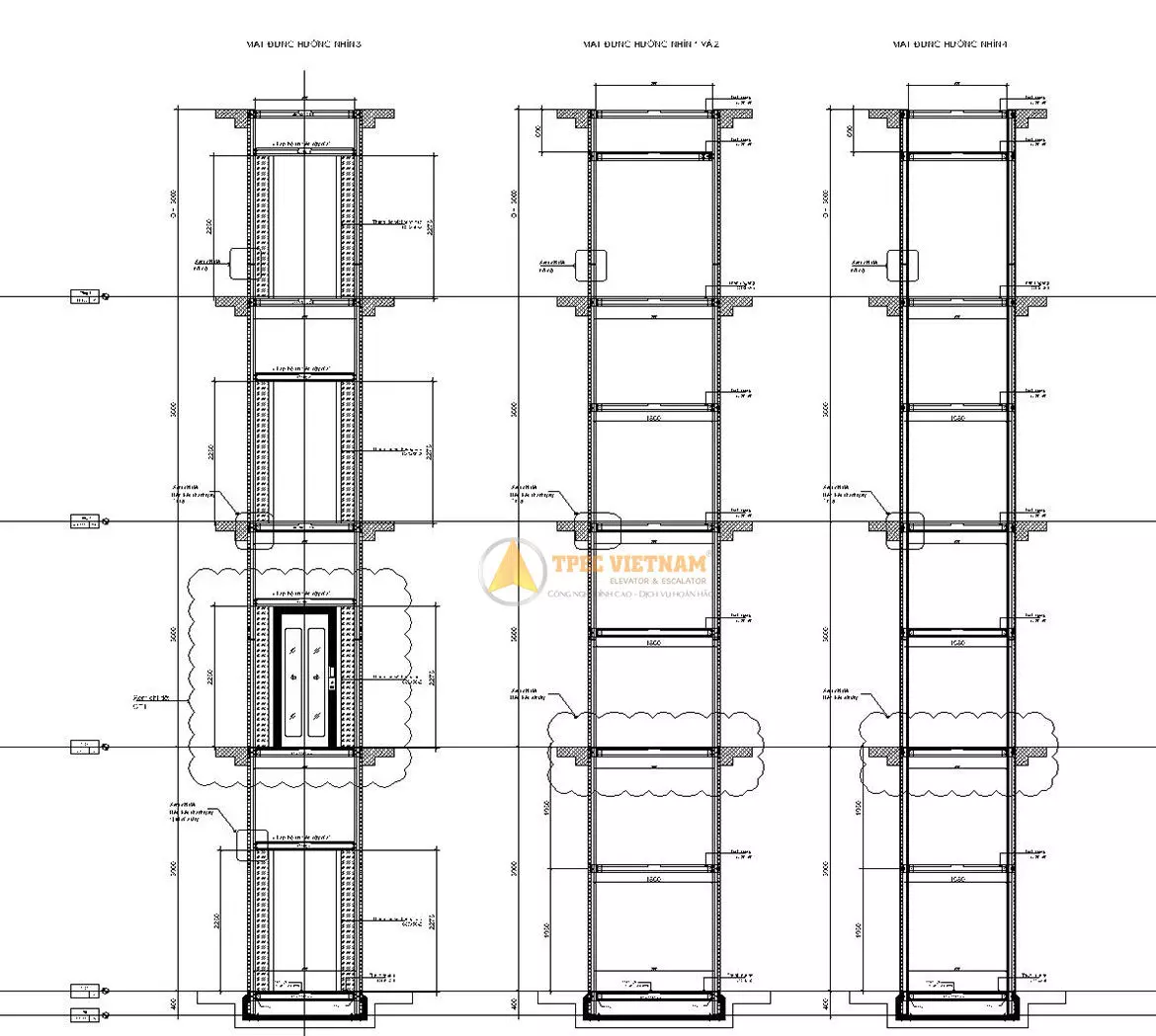 Bản vẽ sơ đồ cấp điện 3 phase thang máy