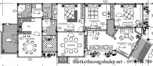 Mặt bằng biệt thự nhà vườn 1 tầng