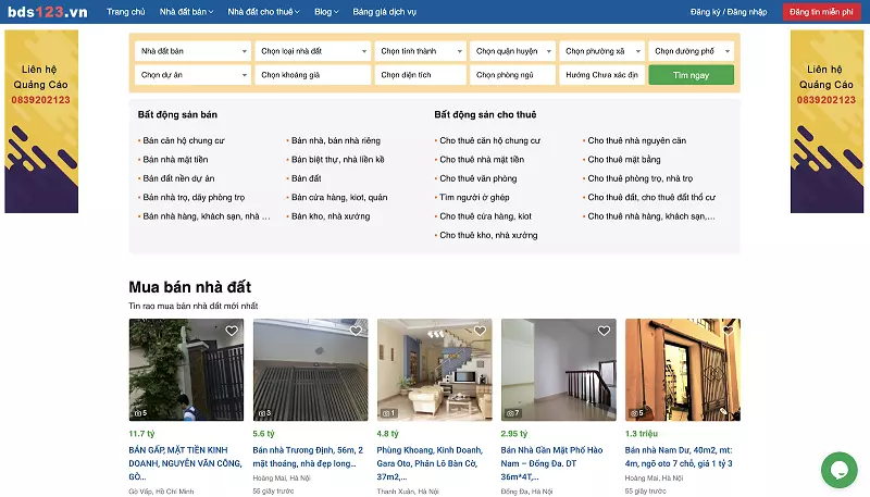 Website đăng tin Bds123