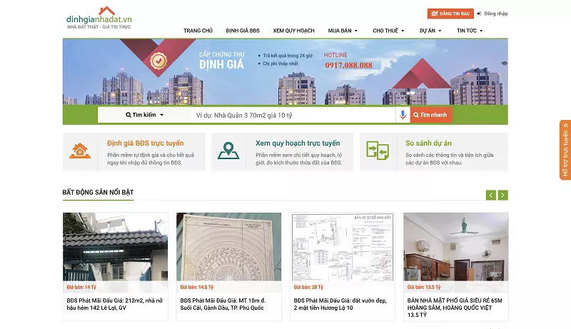 Website đăng tin bất động sản Dinhgianhadat