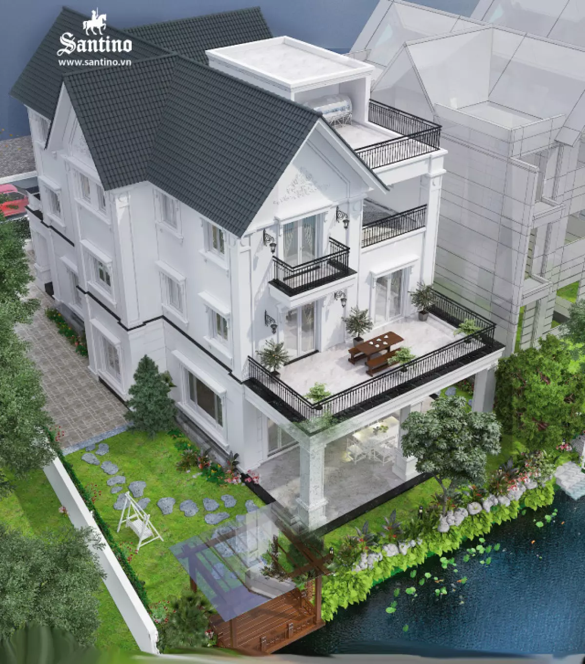 Phối cảnh Kiến trúc biệt thự Vinhome Riverside