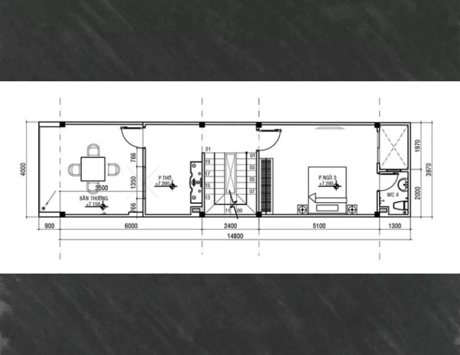 Mẫu nhà ống 3 tầng 4x15m có 3 phòng ngủ