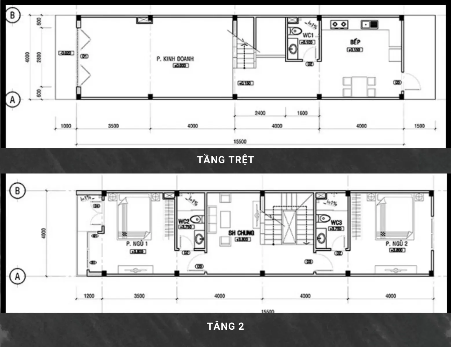 Mẫu thiết kế nhà 4×15 3 tầng có tum