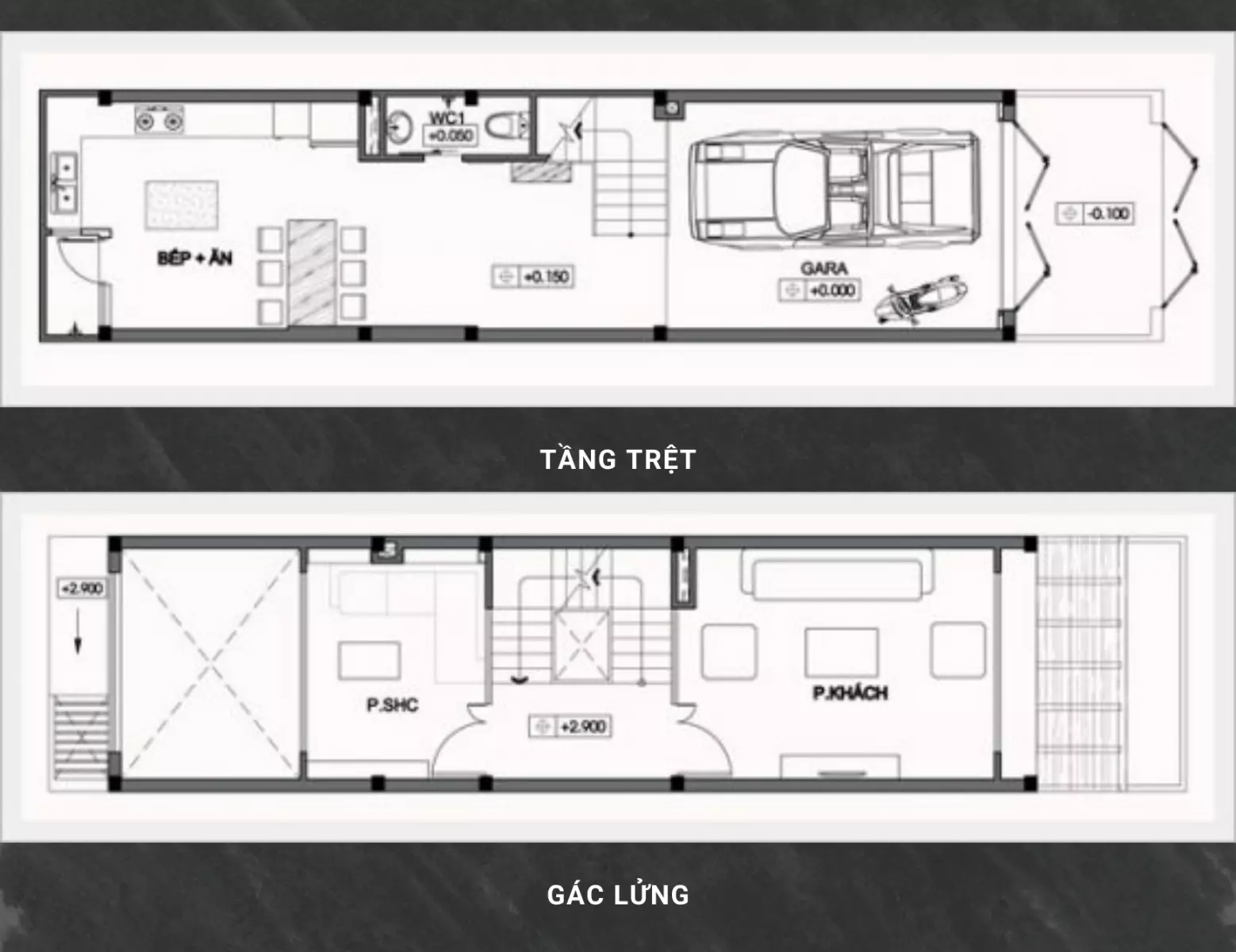 Bản vẽ thiết kế nhà 4×15 3 tầng có tum có gác lửng