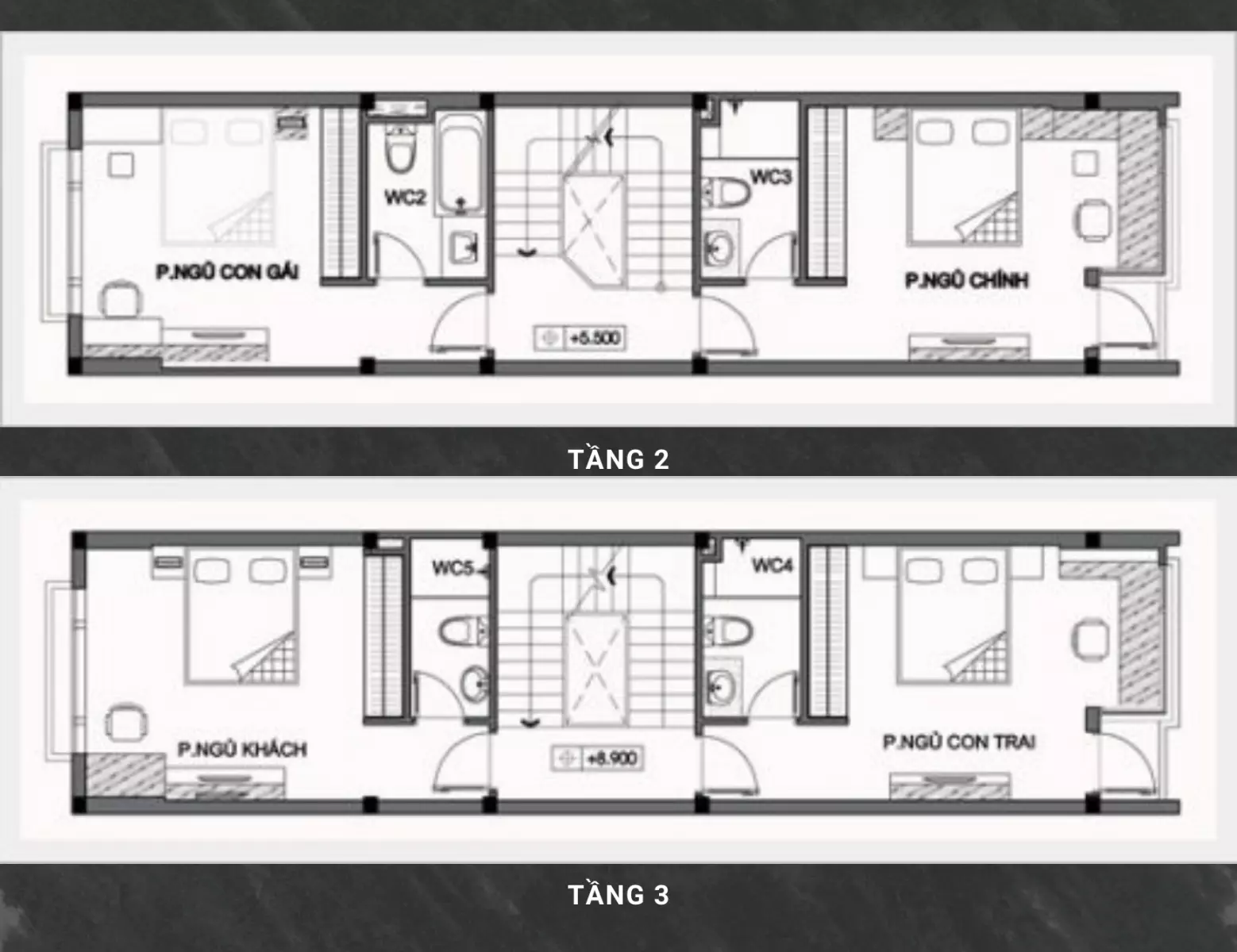 Bản vẽ thiết kế nhà 4×15 3 tầng có tum có gác lửng