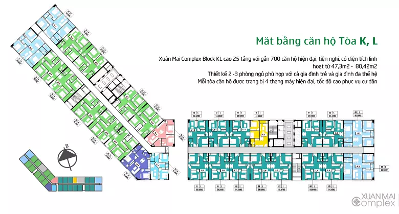 Mặt bằng thiết kế căn hộ tòa K, L