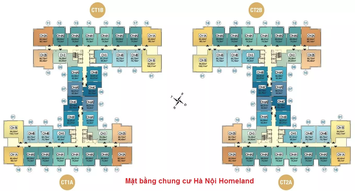 Mặt bằng chi tiết căn hộ dự án chung cư Hà Nội Homeland