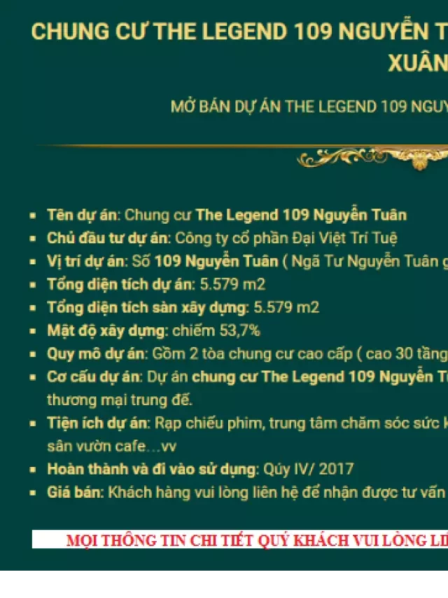   The Legend 109 Nguyễn Tuân - Viên ngọc quý giữa trung tâm Quận Thanh Xuân