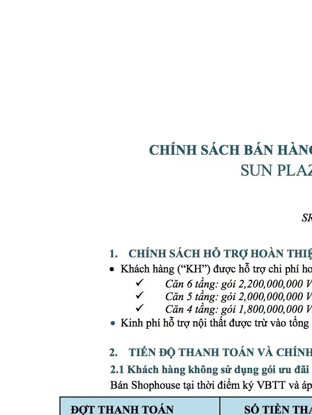   Thông tin dự án Sun Plaza Câu Mây: Khám phá không gian kinh doanh tươi mới