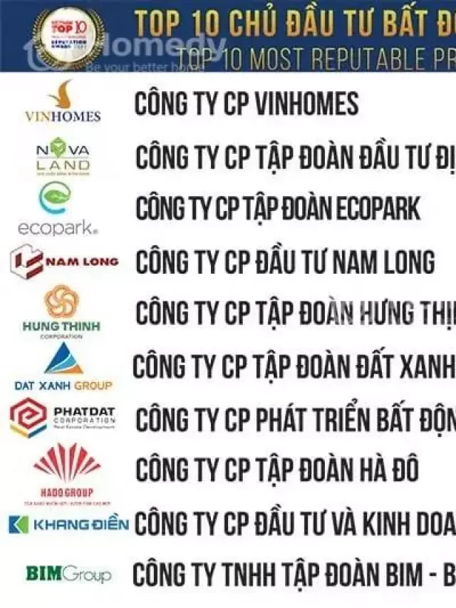   Bất ngờ danh sách top 10 công ty BĐS uy tín nhất Việt Nam