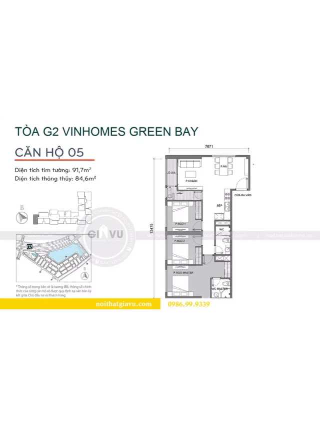   Thiết kế nội thất Vinhomes Green Bay tòa G2 căn 05 - chị Trang